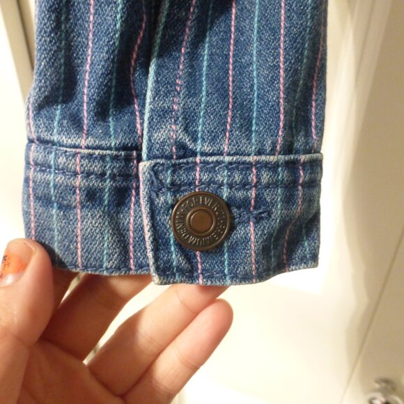 FOREVER 21 blue and pink pinstripe denim jacket and skirt set - Picture 9 of 15